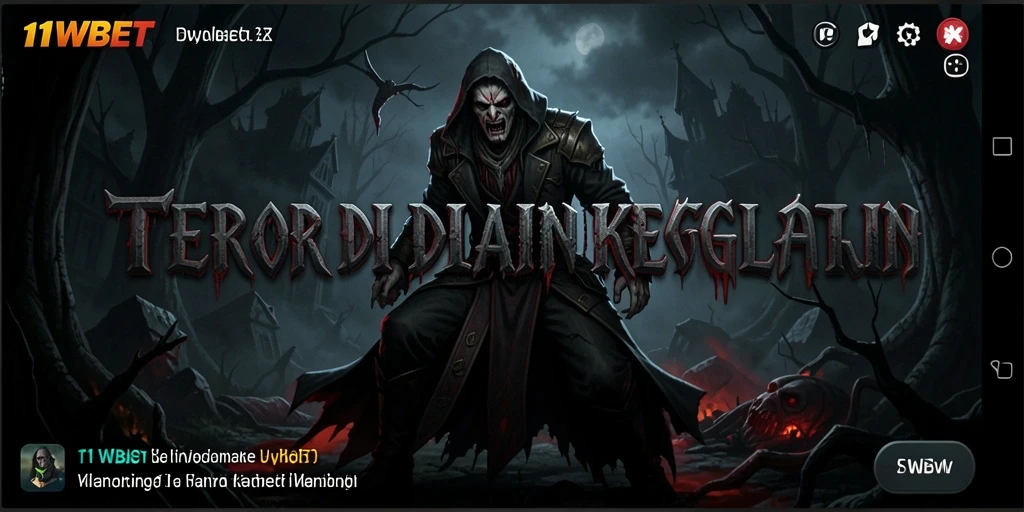 Tangkapan layar gameplay <strong>11WBET</strong> yang menampilkan suasana horor yang mencekam.
