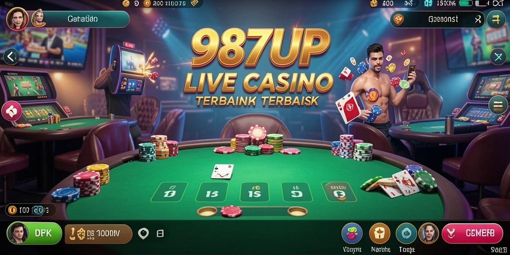 Screenshot utama 987UP menampilkan gameplay Live Casino yang mengasyikkan.
