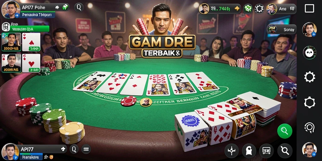Screenshot tampilan gameplay Poker yang menarik di API77.