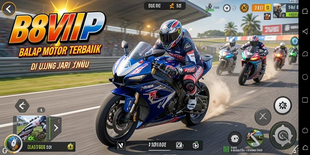 Tampilan balapan seru dalam B8VIP dengan grafik menawan.