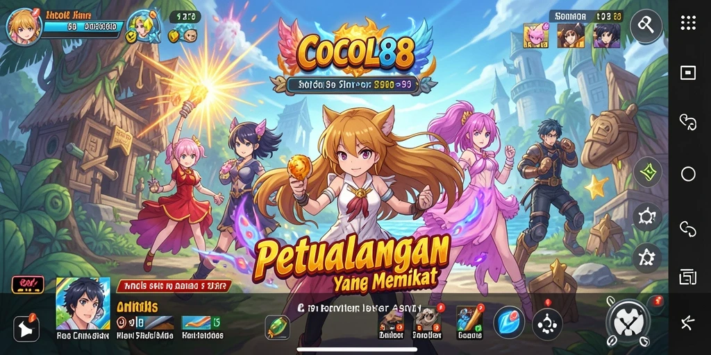 Tampilan permainan seru penuh dengan karakter anime yang menarik.