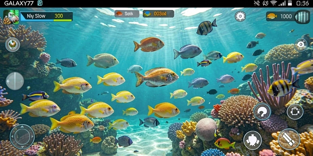 Tampilan gameplay seru dalam game Tembak Ikan GALAXY77.