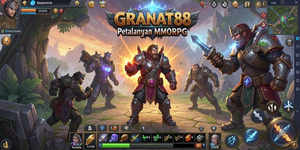 Screenshot gameplay MMORPG GRANAT88 yang menunjukkan aksi mendebarkan.