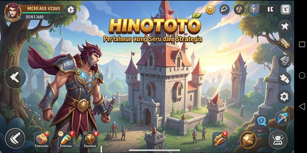 Tampilan menara dan musuh dalam gameplay HINOTOTO yang seru.