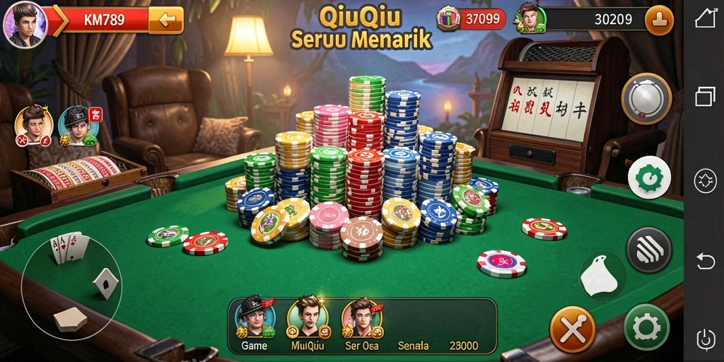 Tangkapan layar gameplay KM789 yang menunjukkan aksi seru QiuQiu.
