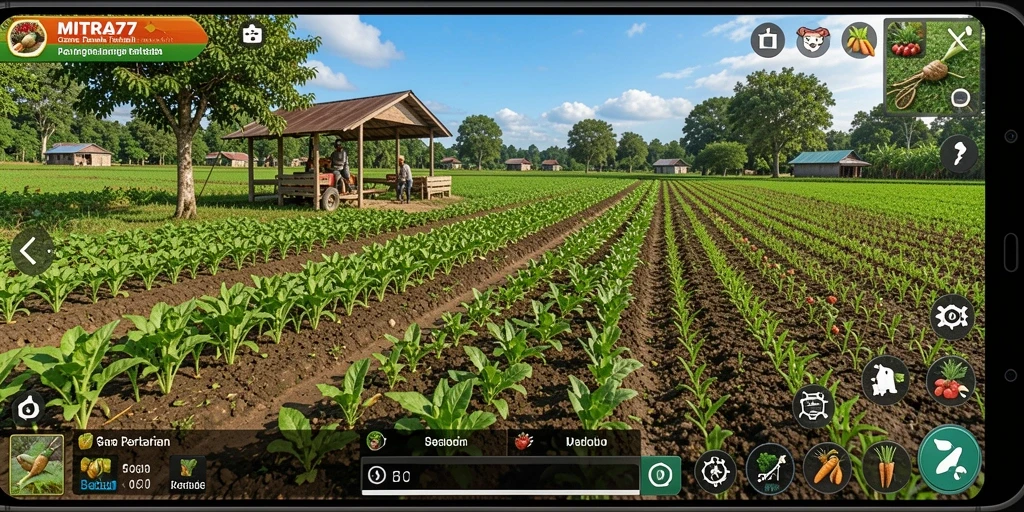 Screenshot gameplay MITRA77 dengan tampilan berkebun yang menawan.