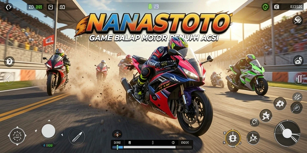 Gameplay menegangkan dari balapan motor di NANASTOTO.