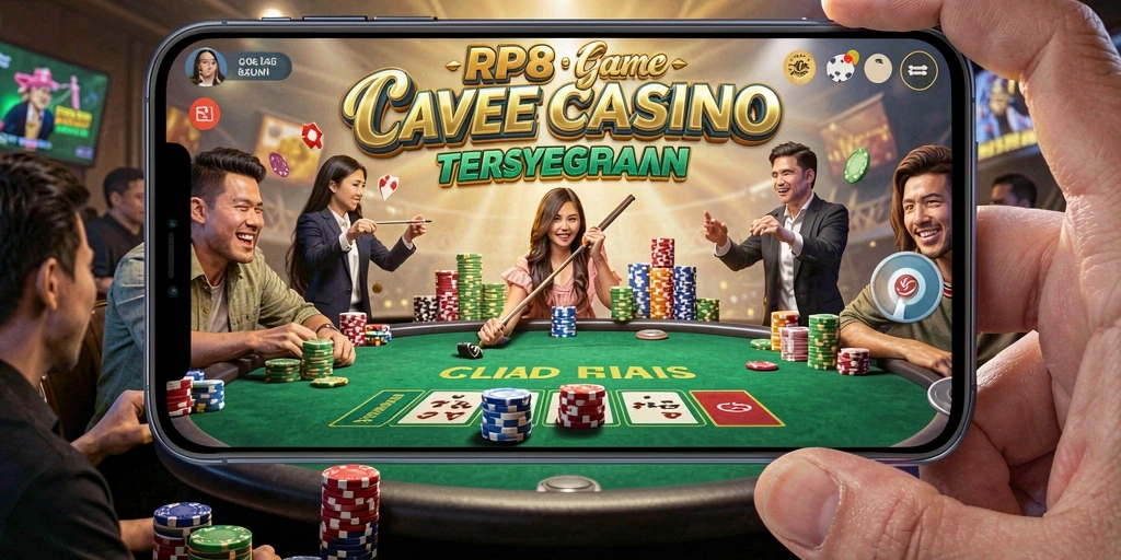 Screenshot gameplay Live Casino RP8 menampilkan dealer profesional dan meja permainan.