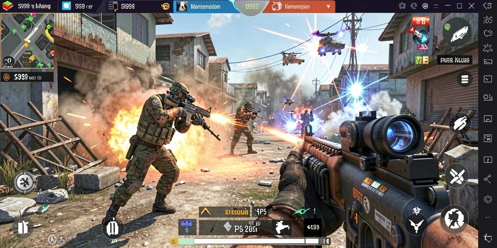 Tampilan aksi seru dalam permainan FPS S9S9.