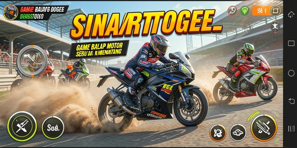 Screenshot gameplay SINARTOGEL dengan balapan motor yang seru.