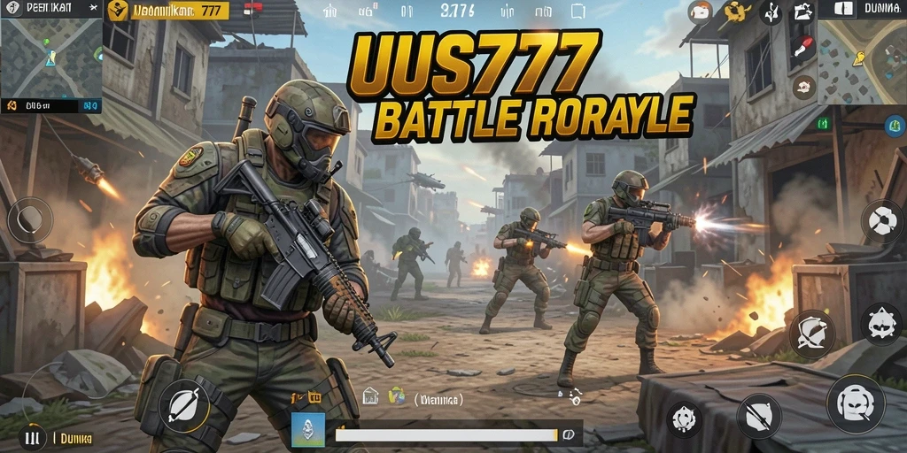 Gameplay intens UUS777 dalam aksi Battle Royale.