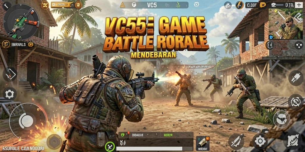 Screenshot menunjukkan aksi seru dalam gameplay Battle Royale VC55.
