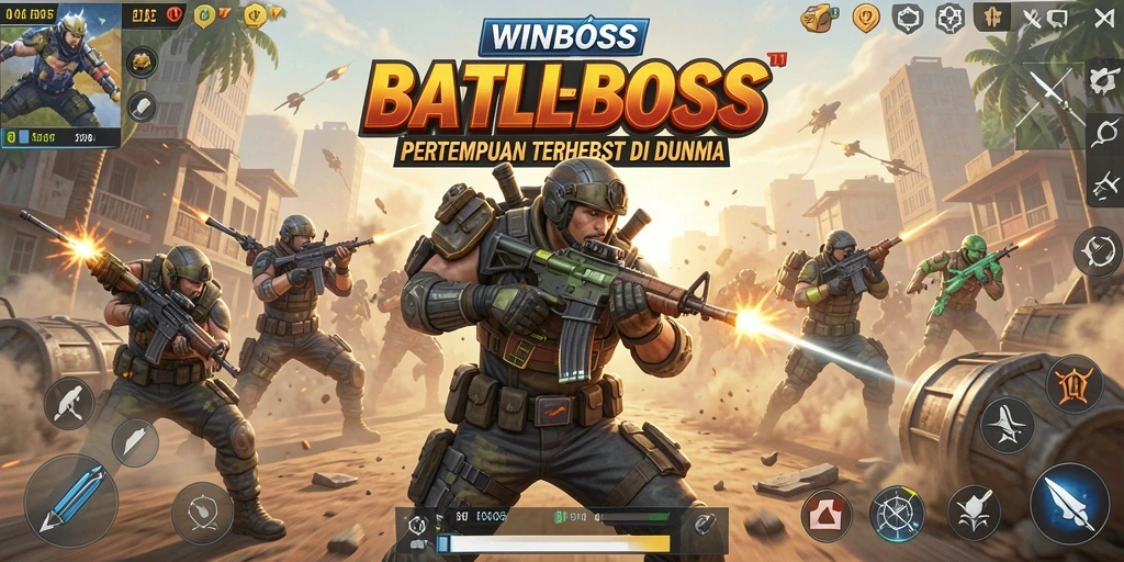 Tampilan gameplay yang menegangkan di WINBOSS saat pertempuran berlangsung.